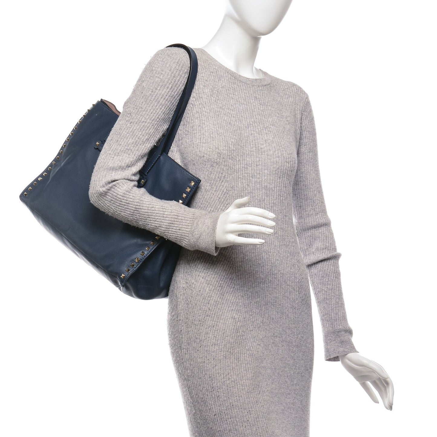 Nappa Medium Rockstud Soft Tote Indigo