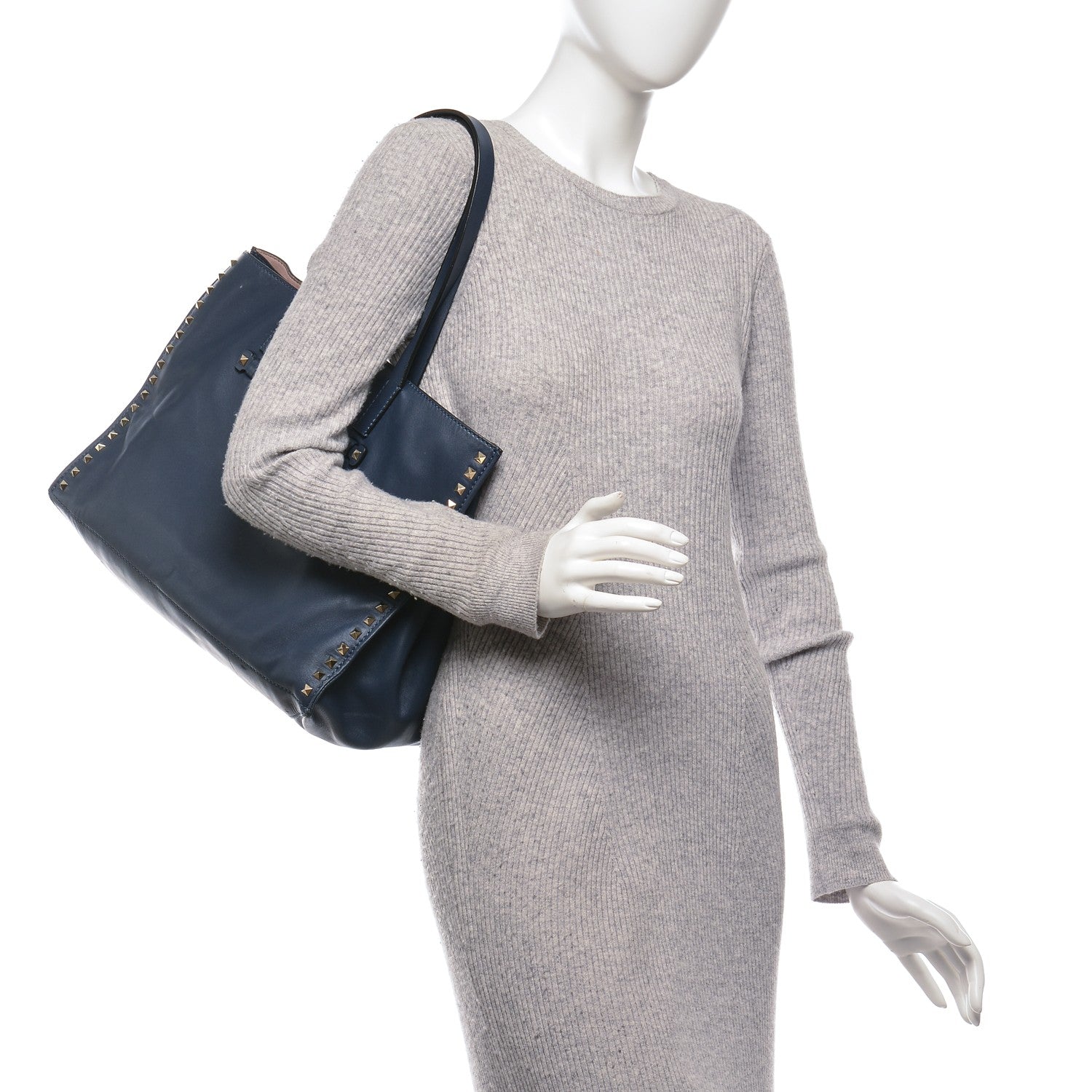 Valentino Garavani Nappa Medium Rockstud Soft Tote Indigo 2 of 12
