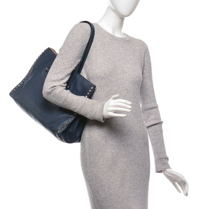 Valentino Garavani Nappa Medium Rockstud Soft Tote Indigo 2 of 12