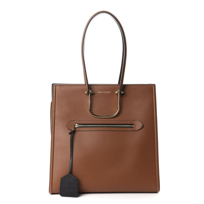 Alexander McQueen Calfskin The Tall Story Shoulder Bag Brown Black 1 of 9