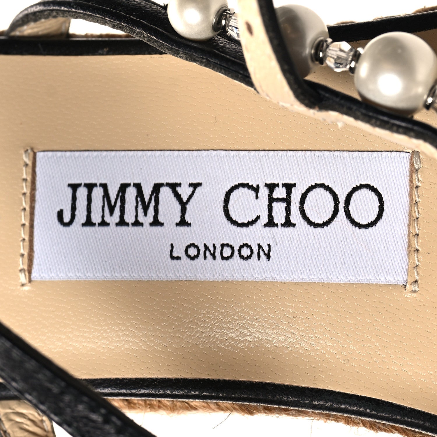 Jimmy Choo Calfskin Espadrille Amatuus 60 Wedge Sandals 35 Black 6 of 7