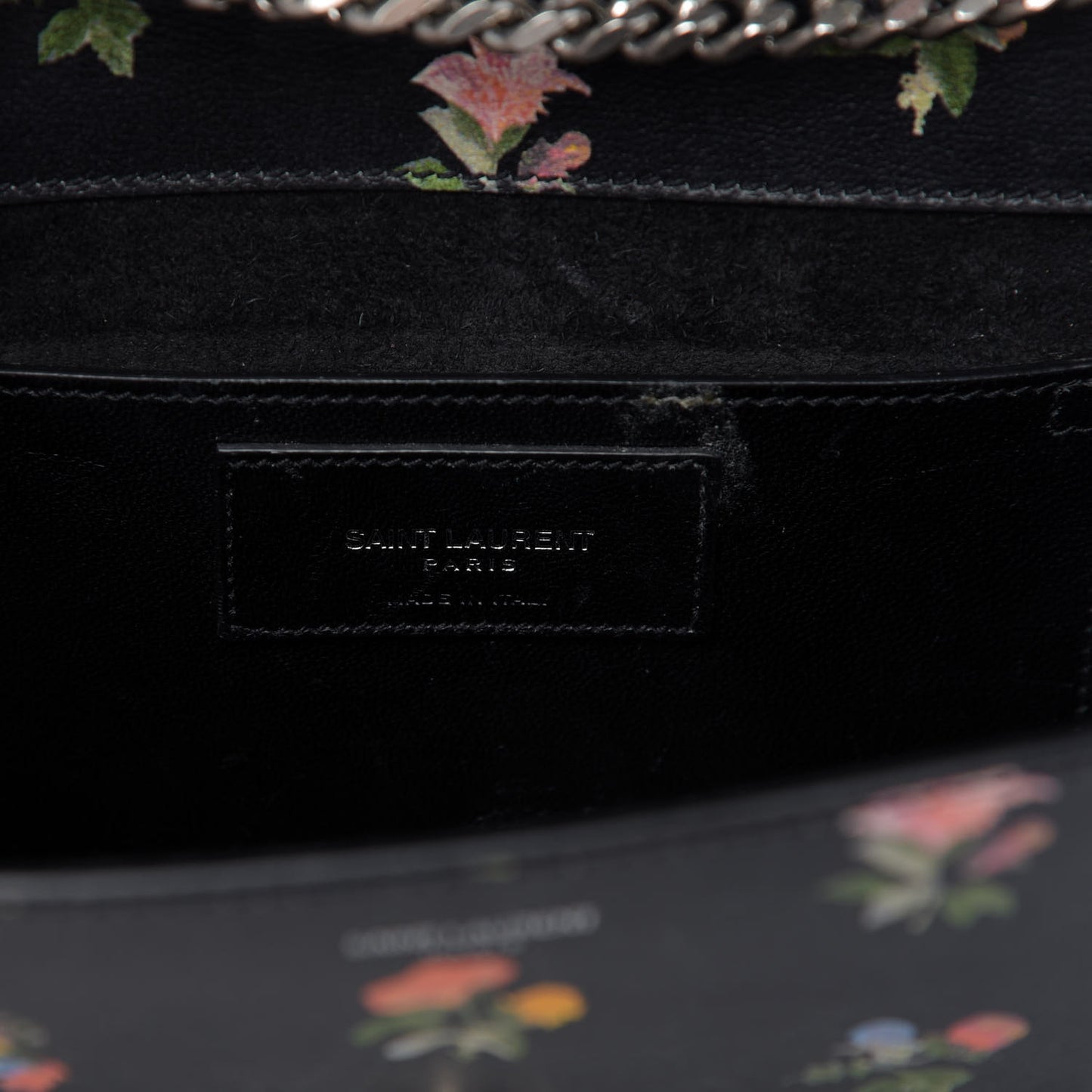 Calfskin Prairie Flower Printed Mini Betty Black