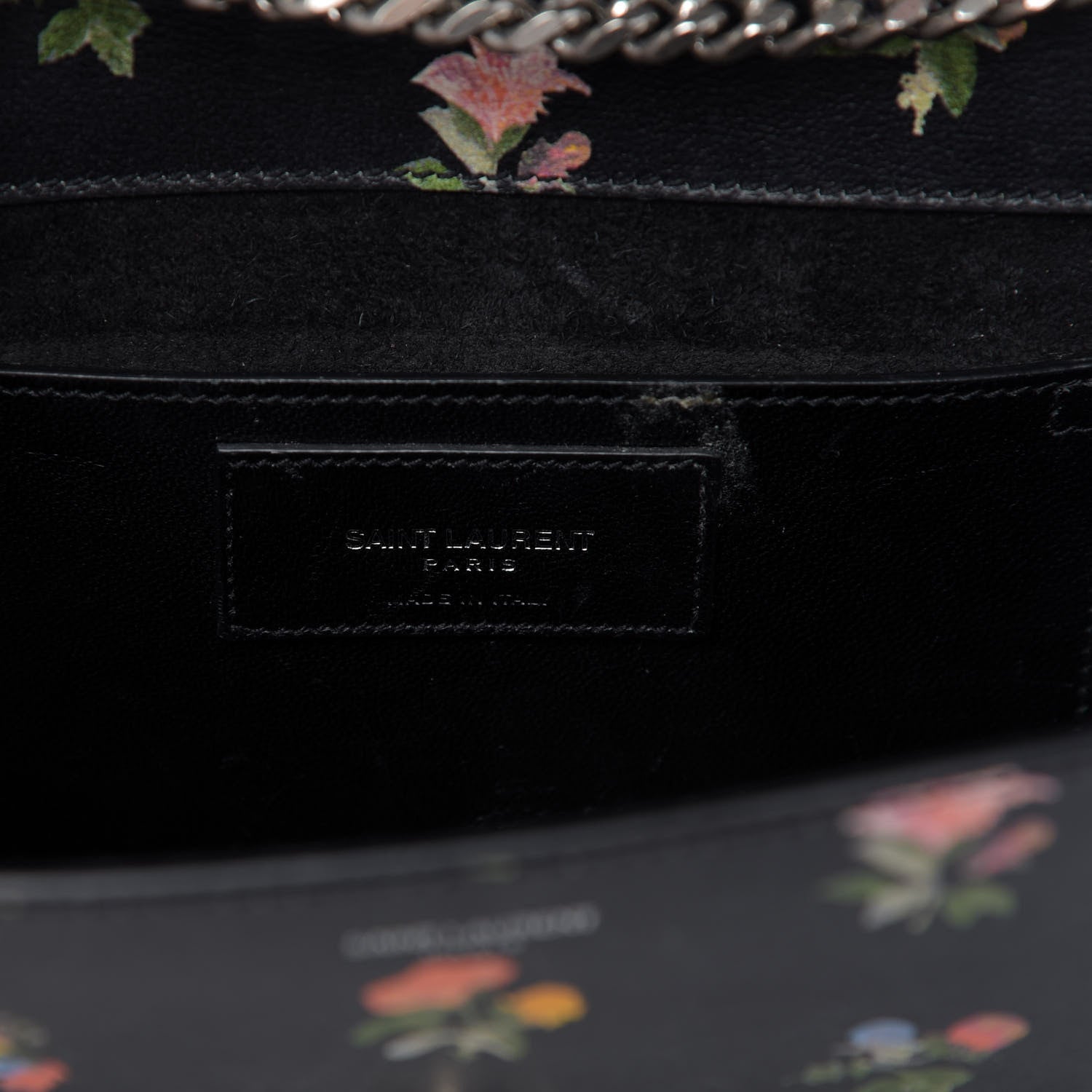 Saint Laurent Calfskin Prairie Flower Printed Mini Betty Black 8 of 12