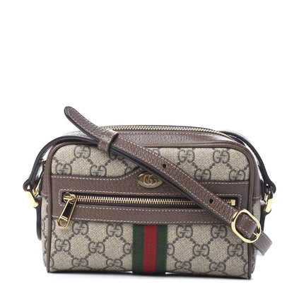 Gucci GG Supreme Monogram Web Mini Ophidia Shoulder Bag Brown 1 of 9