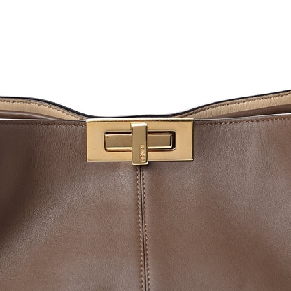 Fendi Vitello Seta Glazed Fabric FF 1974 Large Peekaboo X-Lite Maya Mogano Panna 12 of 12