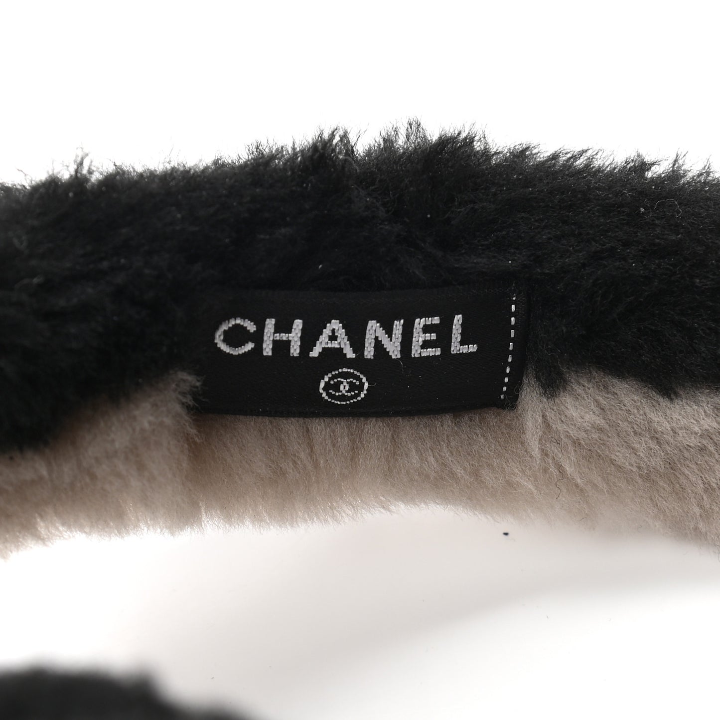 Shearling CC Ear Muffs Beige Black