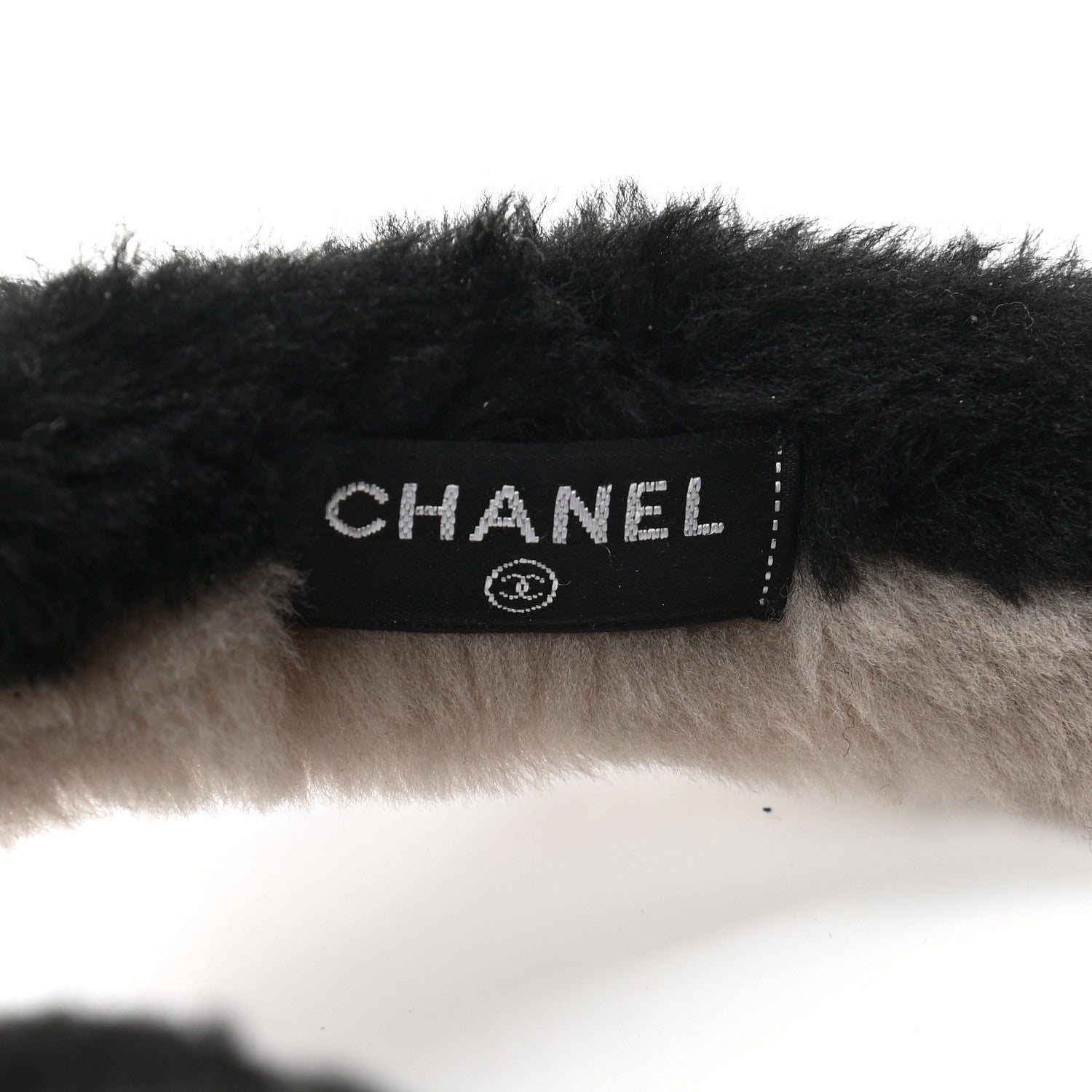 Chanel Shearling CC Ear Muffs Beige Black 5 of 5