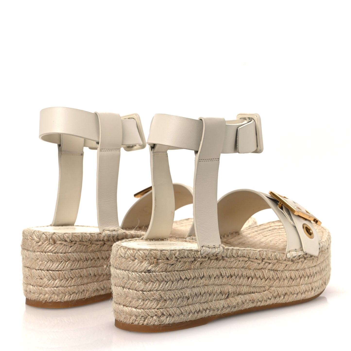 Calfskin D-Dior Espadrille Platform Sandals 40 Off White