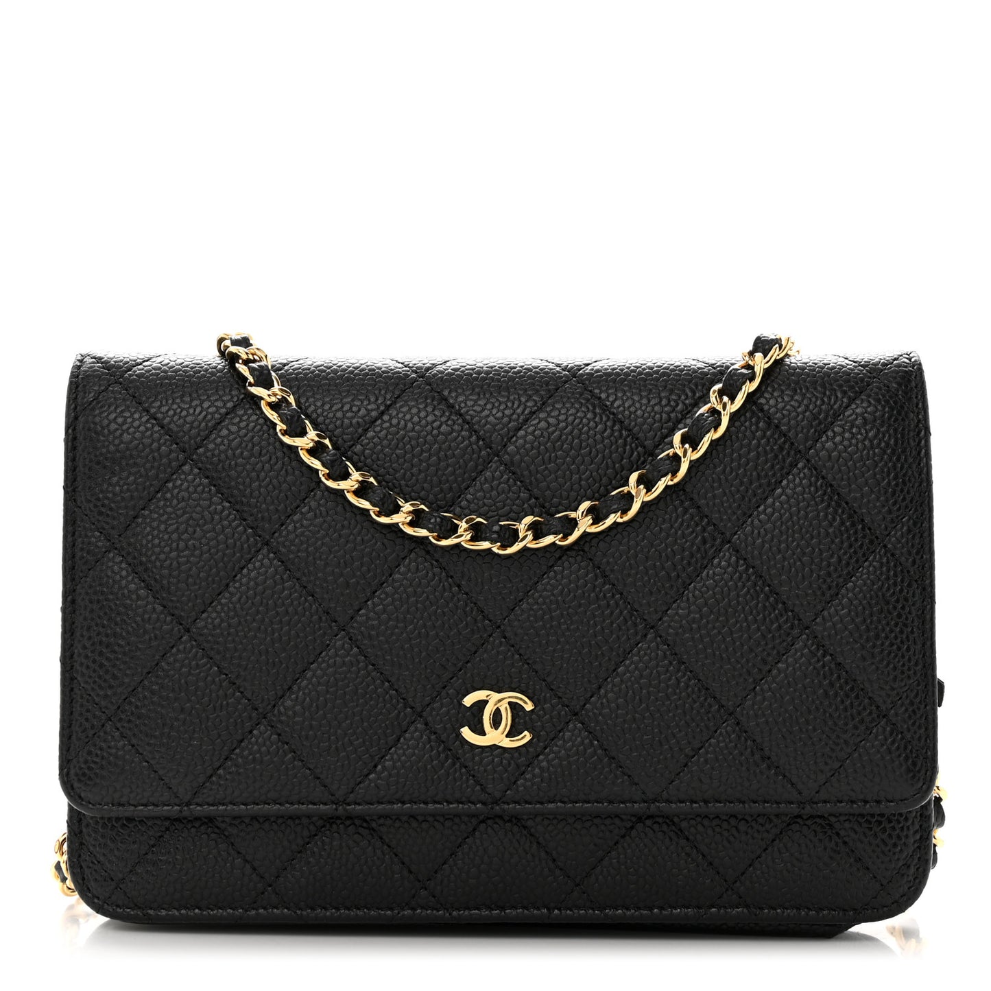 Caviar Quilted Wallet on Chain WOC Black
