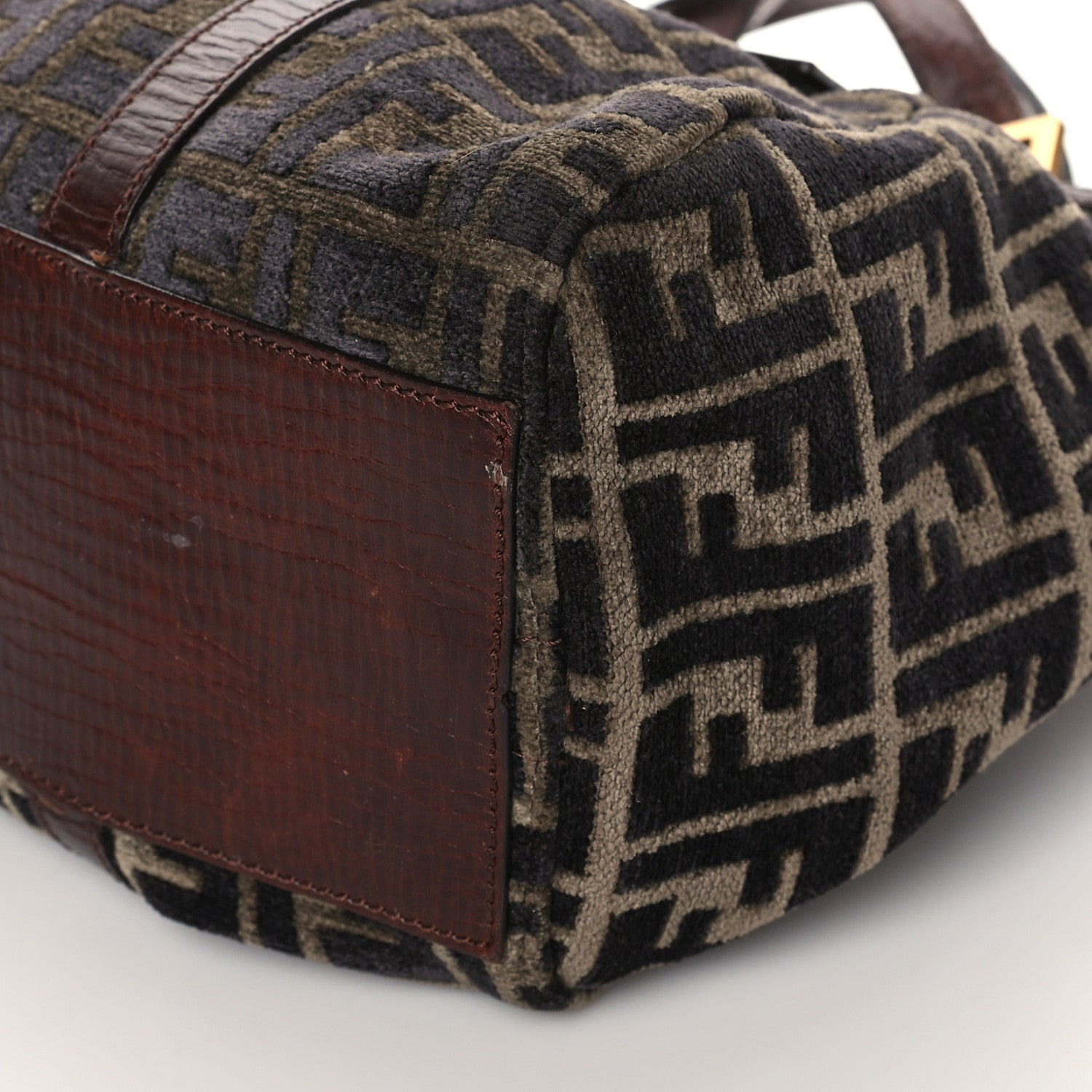 Fendi Velvet Zucca Vitello Forever Shoulder Bag Fango Grigio Bruciato 8 of 8