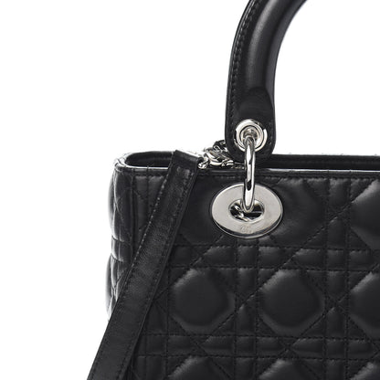 Christian Dior Lambskin Cannage Medium Lady Dior Black 12 of 13