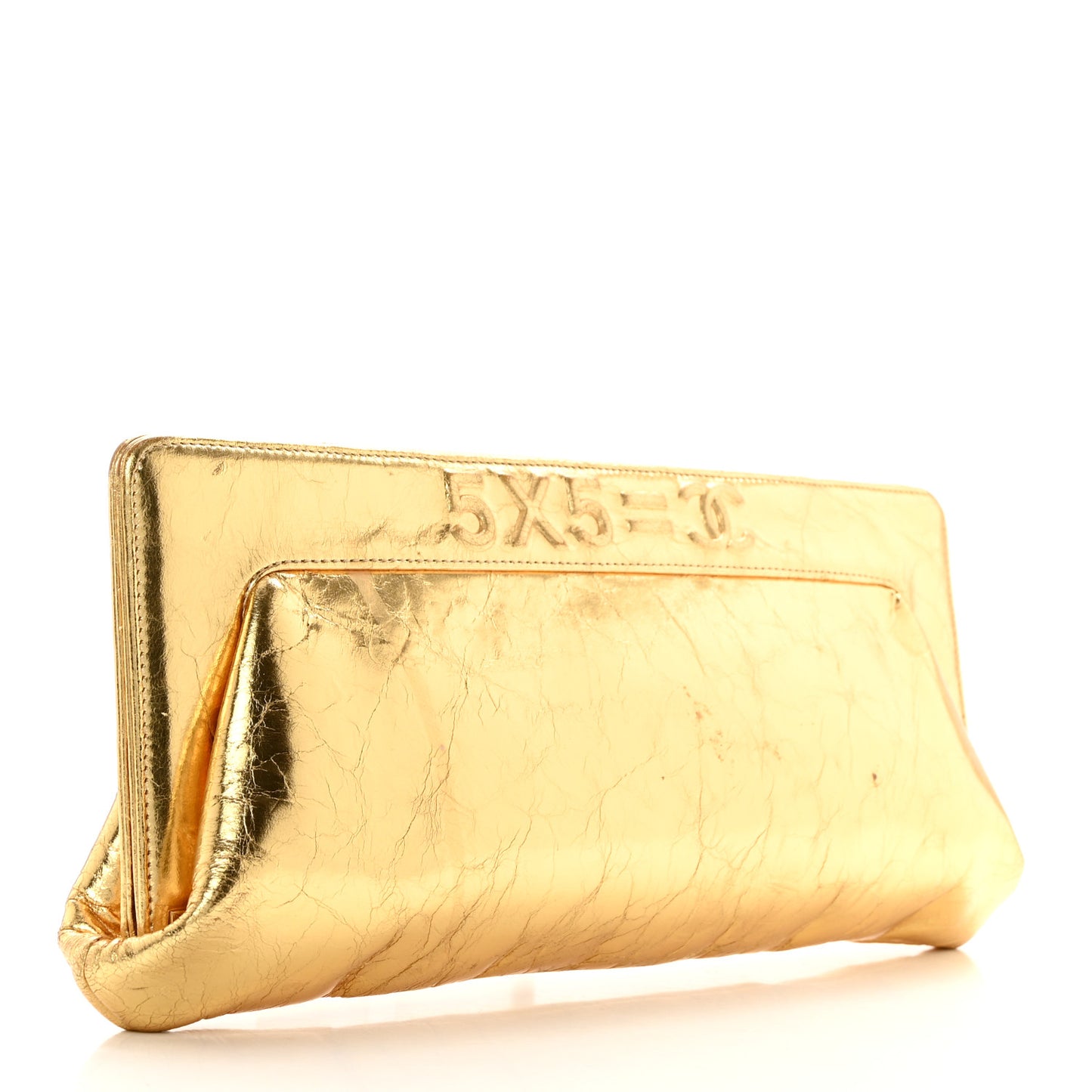 Metallic Lambskin Tweed We Need 5x5=CC Clutch Gold