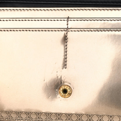 Christian Dior Metallic Patent Micro-Cannage Diorama Wallet on Chain Pouch Gold 12 of 12