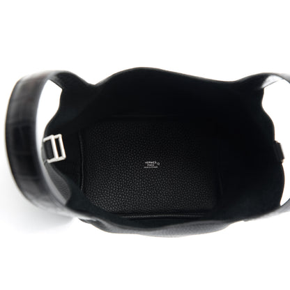 Hermes Taurillon Clemence Matte Alligator Picotin Lock Touch 18 PM Black 5 of 11