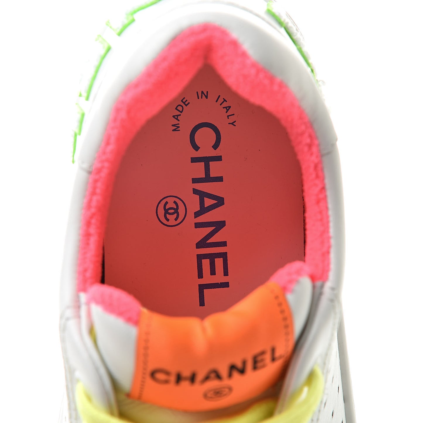 Calfskin Womens Logo Sneakers 36 White Multicolor