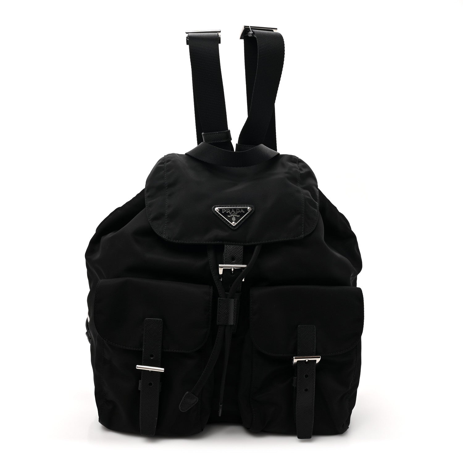 Prada Nylon Vela Saffiano Medium Backpack Black 1 of 10