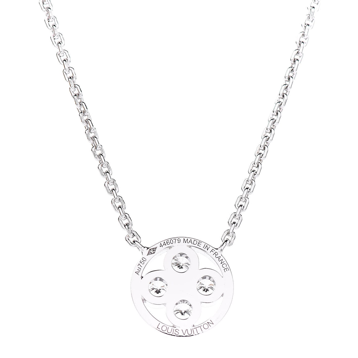 18K White Gold Diamond Blossom BB Pendant Necklace