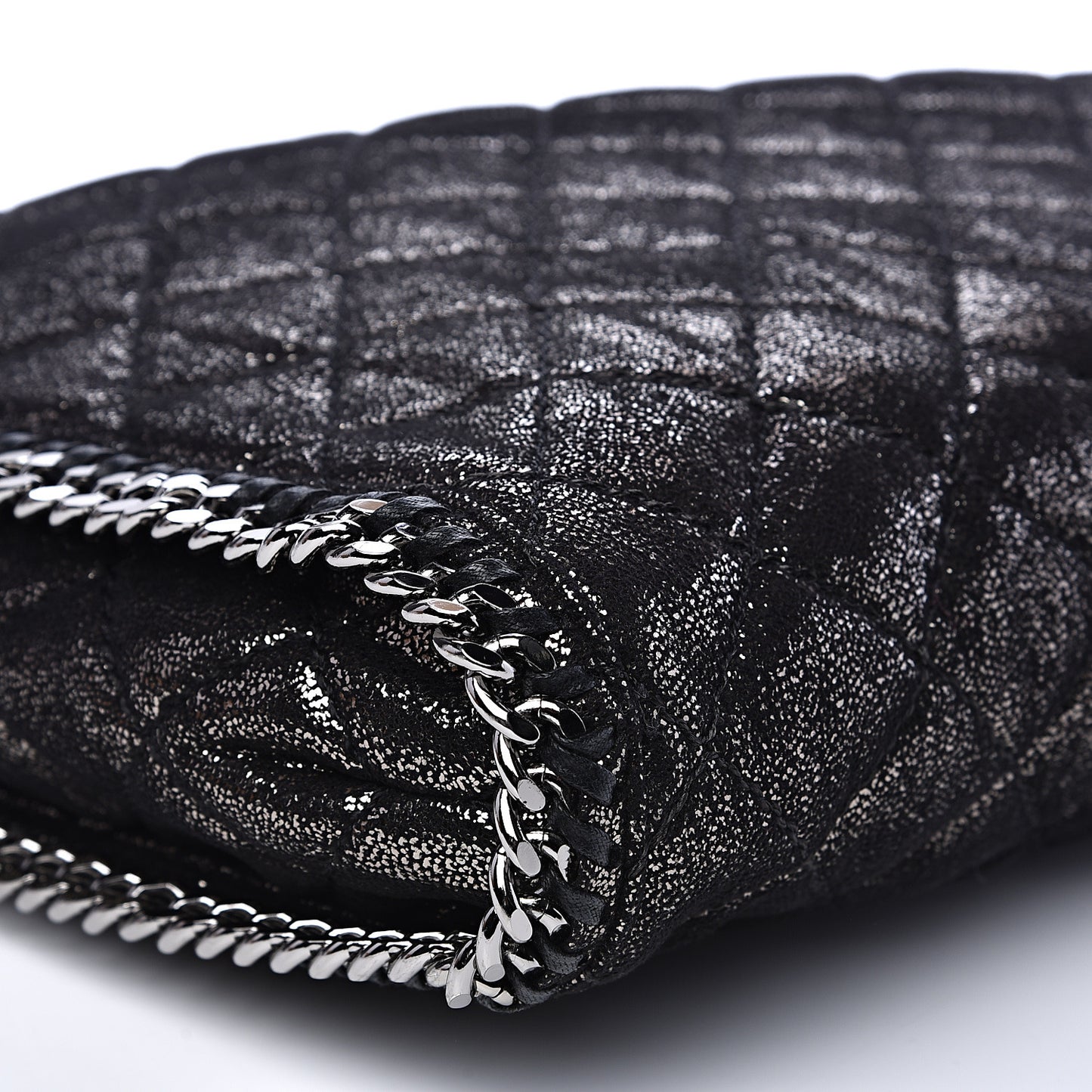 Chamois Shiny Dotted Quilted Small Falabella Tote Ruthenium