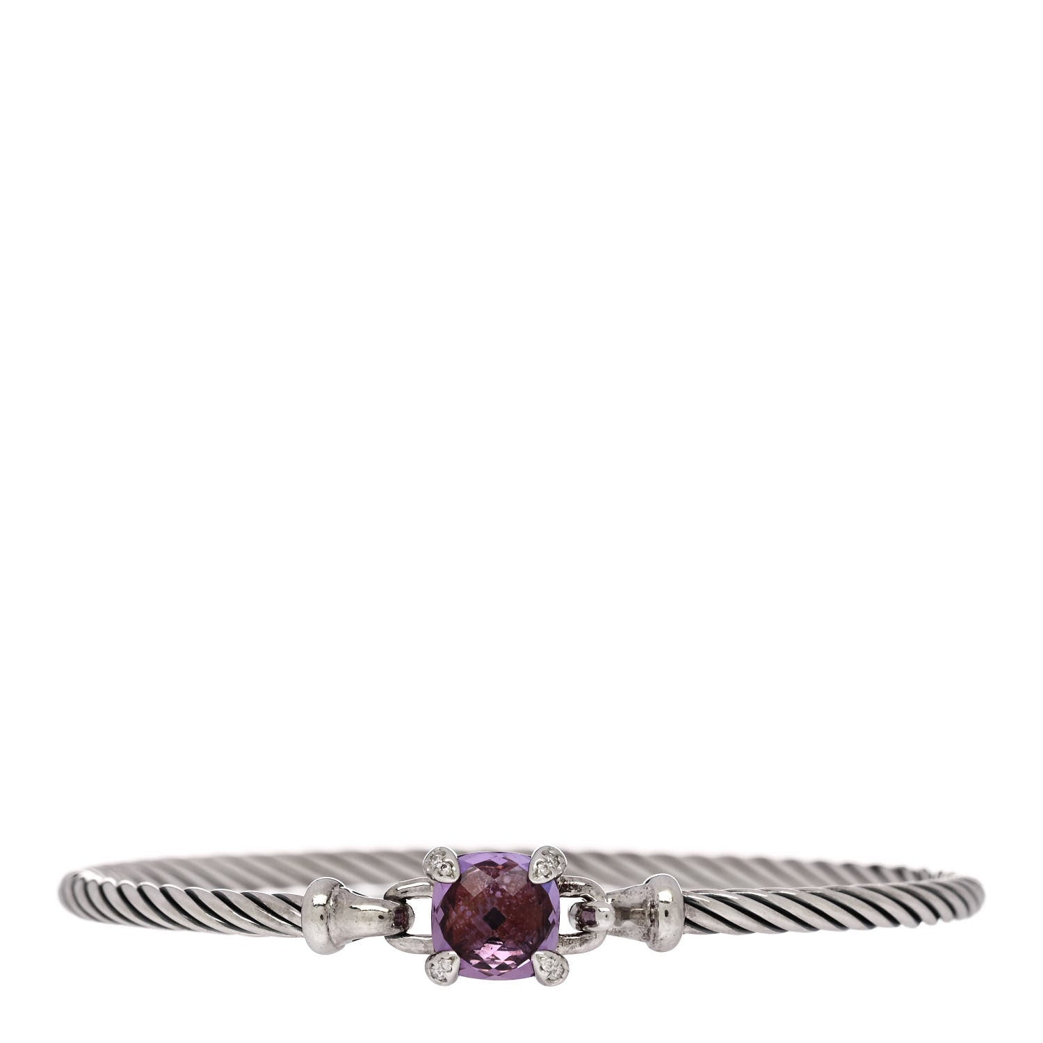 David Yurman Sterling Silver Amethyst Diamond 8mm Chatelaine Bracelet 1 of 3