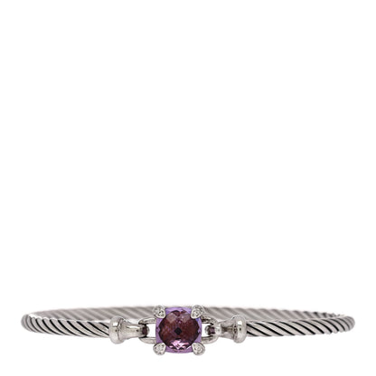 David Yurman Sterling Silver Amethyst Diamond 8mm Chatelaine Bracelet 1 of 3