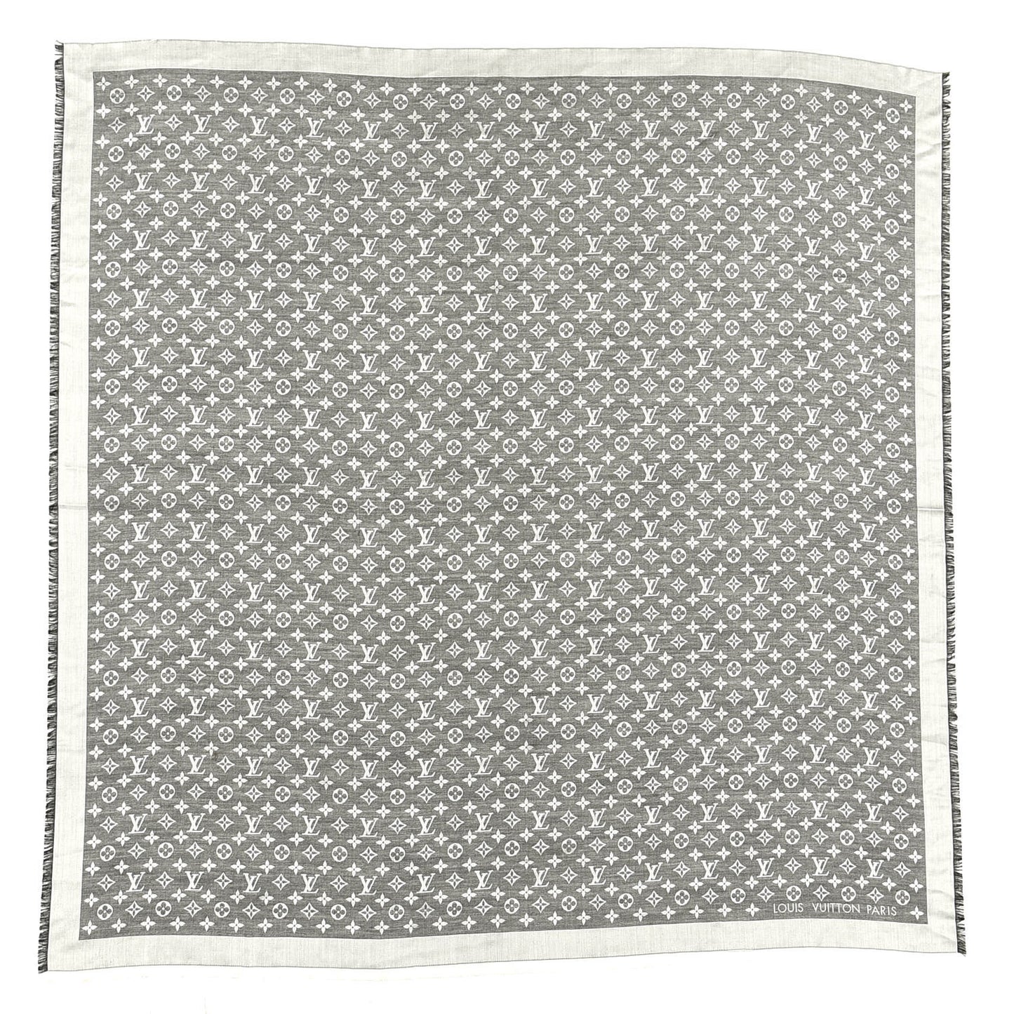 Silk Wool Monogram Denim Shawl Black