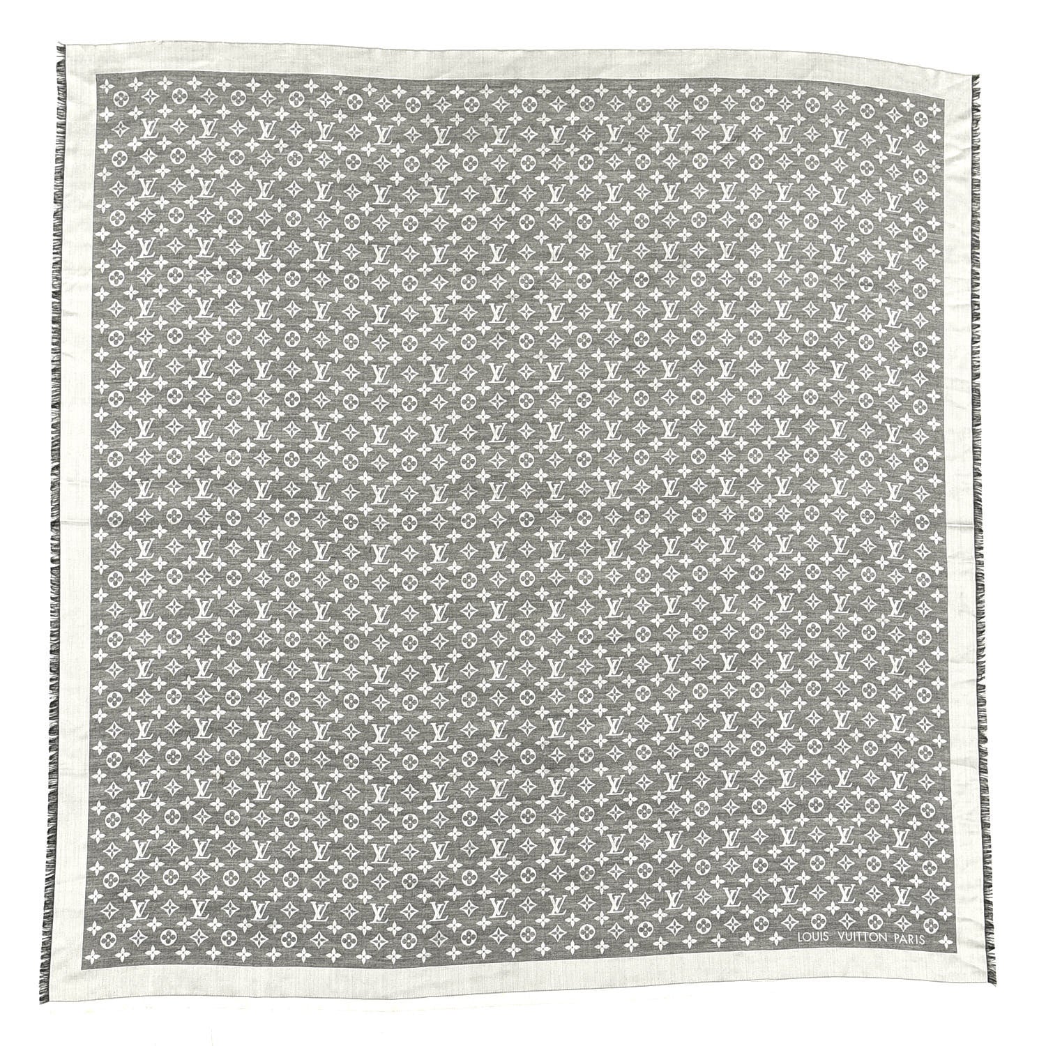 Louis Vuitton Silk Wool Monogram Denim Shawl Black 1 of 3