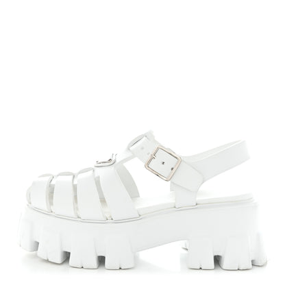 Prada Foam Rubber Metal Triangle Logo Monolith 55mm Cage Sandals 35 White 1 of 11