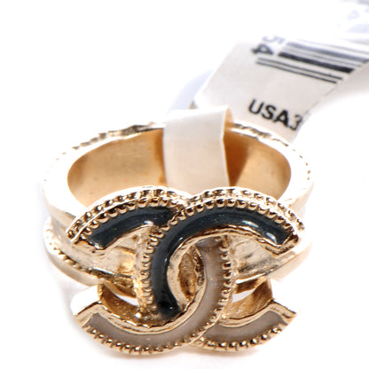 Chanel Glitter Enamel CC Ring 7 Gold 1 of 6