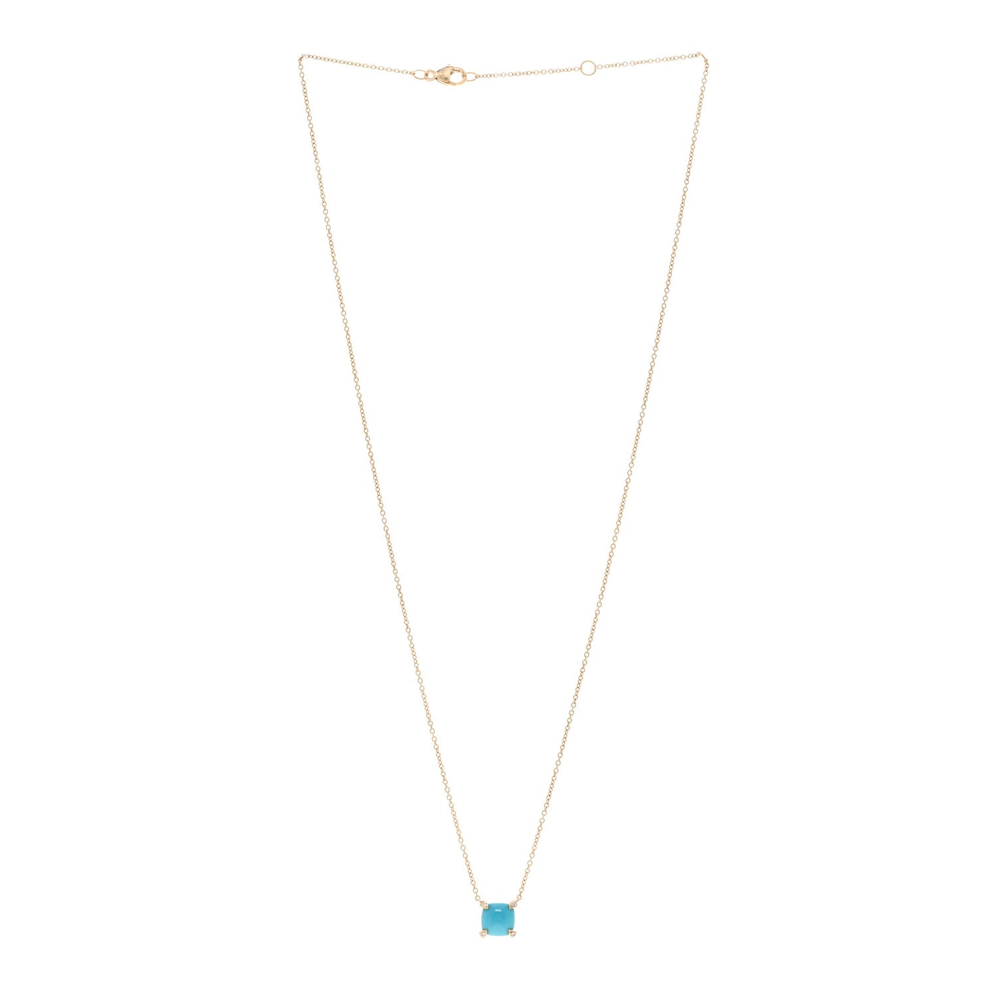 18K Yellow Gold Diamond Turquoise 7mm Petite Chatelaine Pendant Necklace