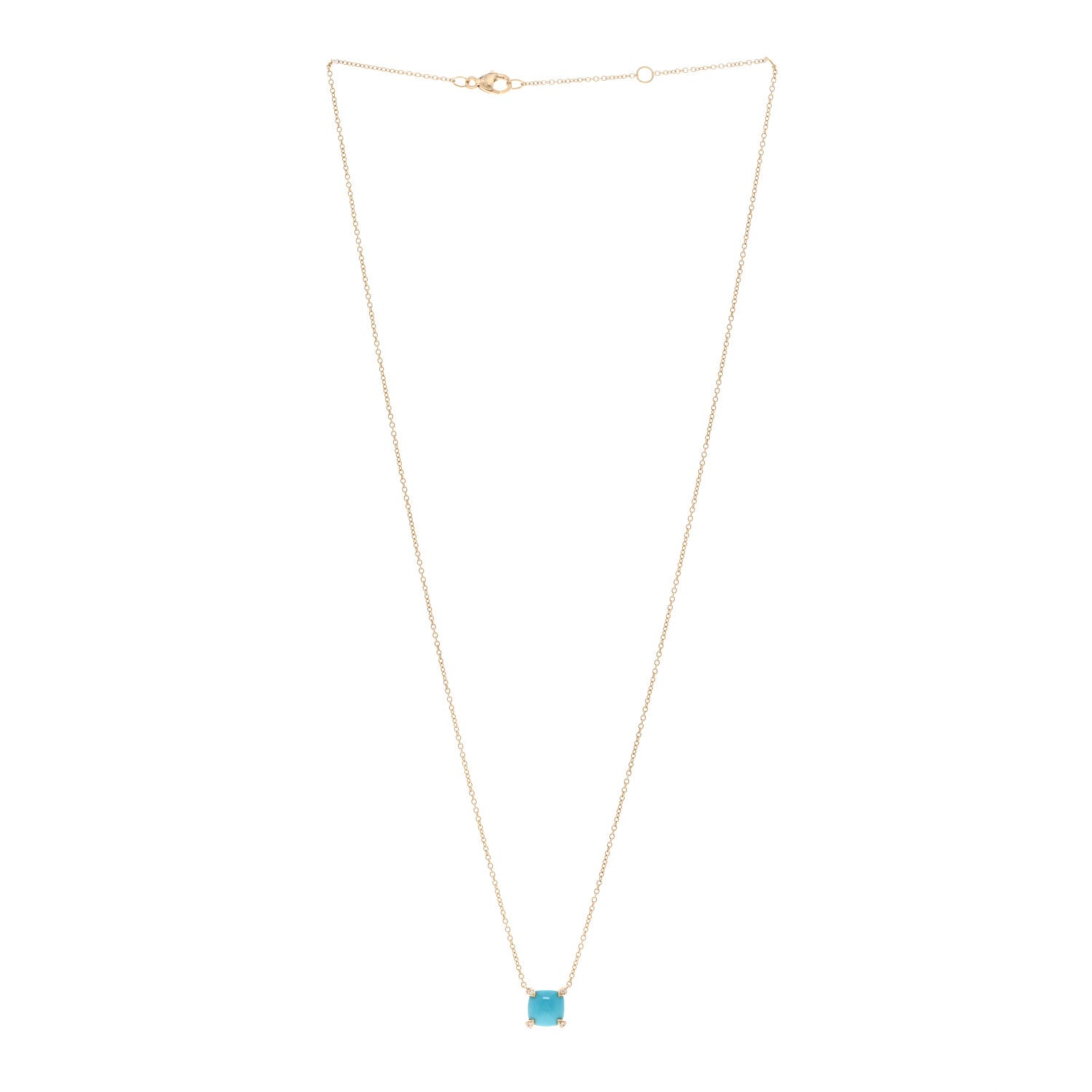 David Yurman 18K Yellow Gold Diamond Turquoise 7mm Petite Chatelaine Pendant Necklace 3 of 4