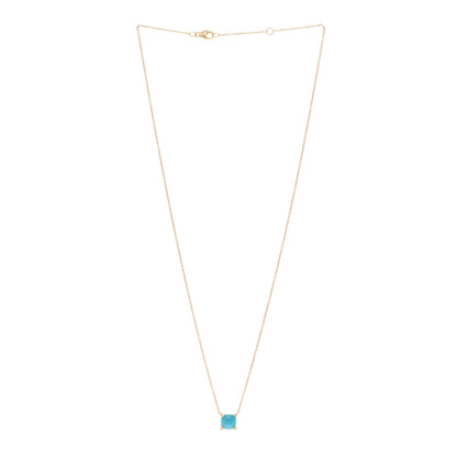 David Yurman 18K Yellow Gold Diamond Turquoise 7mm Petite Chatelaine Pendant Necklace 3 of 4