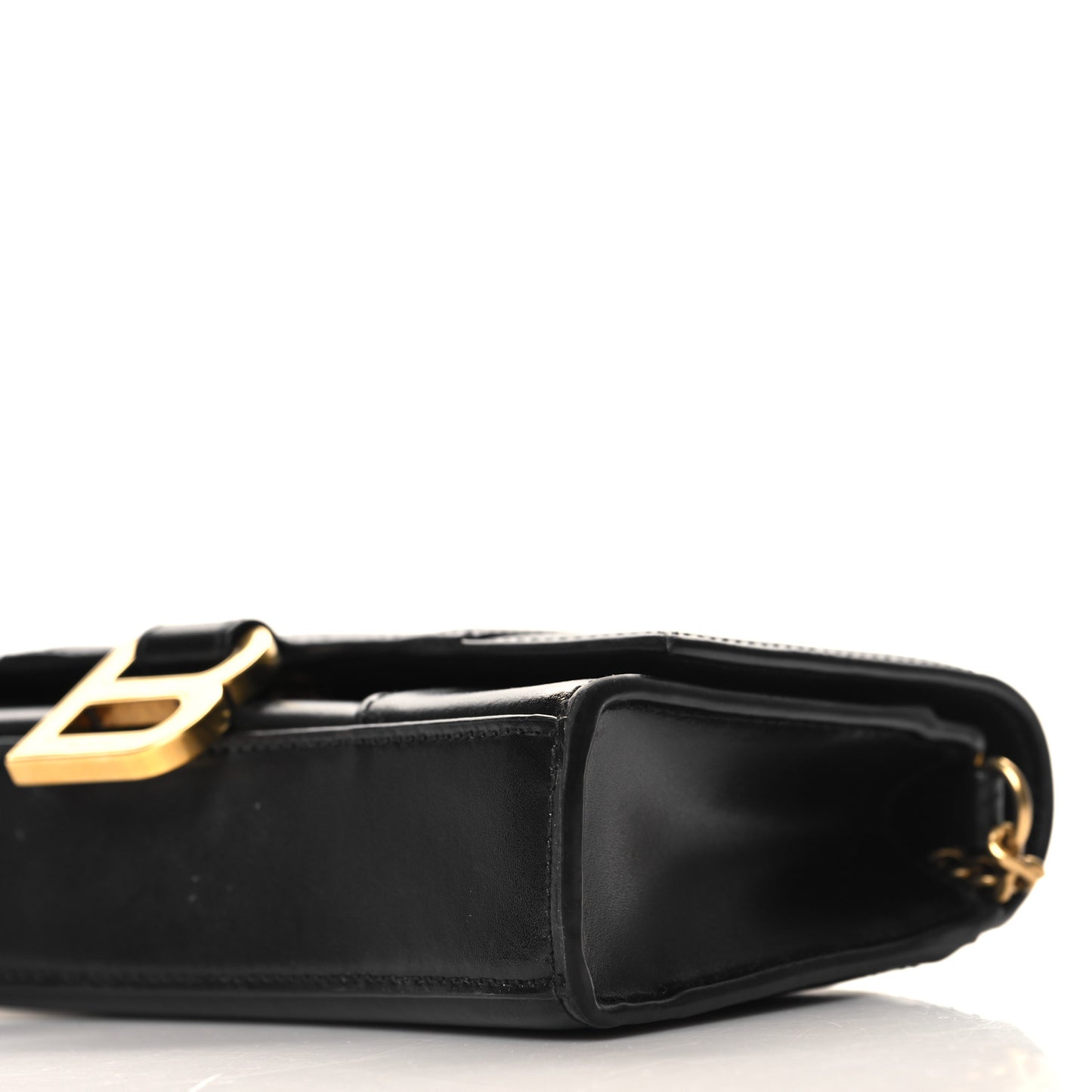 Shiny Box Calfskin Hourglass Chain Bag Black