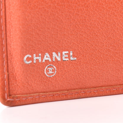 Chanel Goatskin Camellia Embossed Bi-Fold Wallet Coral 6 of 12