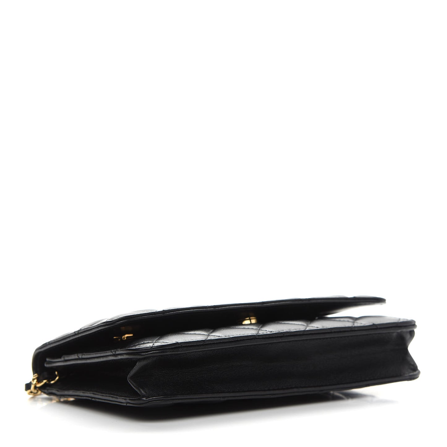 Lambskin Quilted Wallet On Chain WOC Black