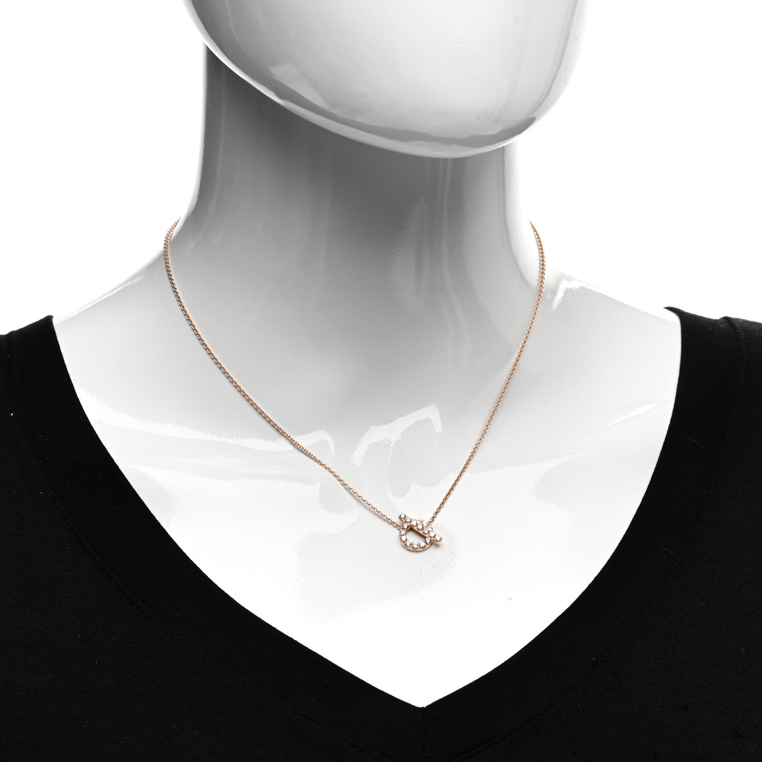 Hermes 18K Rose Gold Diamond Finesse Pendant Necklace 2 of 5