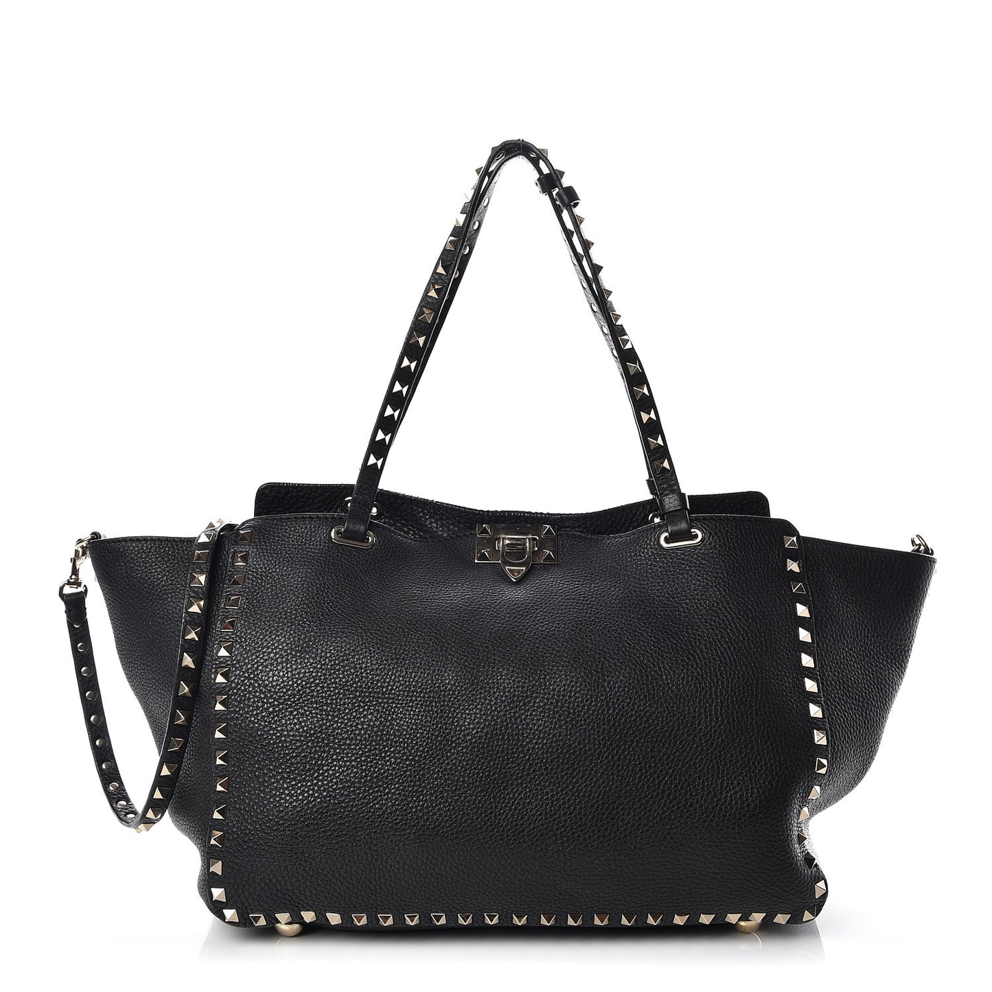 Alce Printed Calfskin Medium Rockstud Tote Black