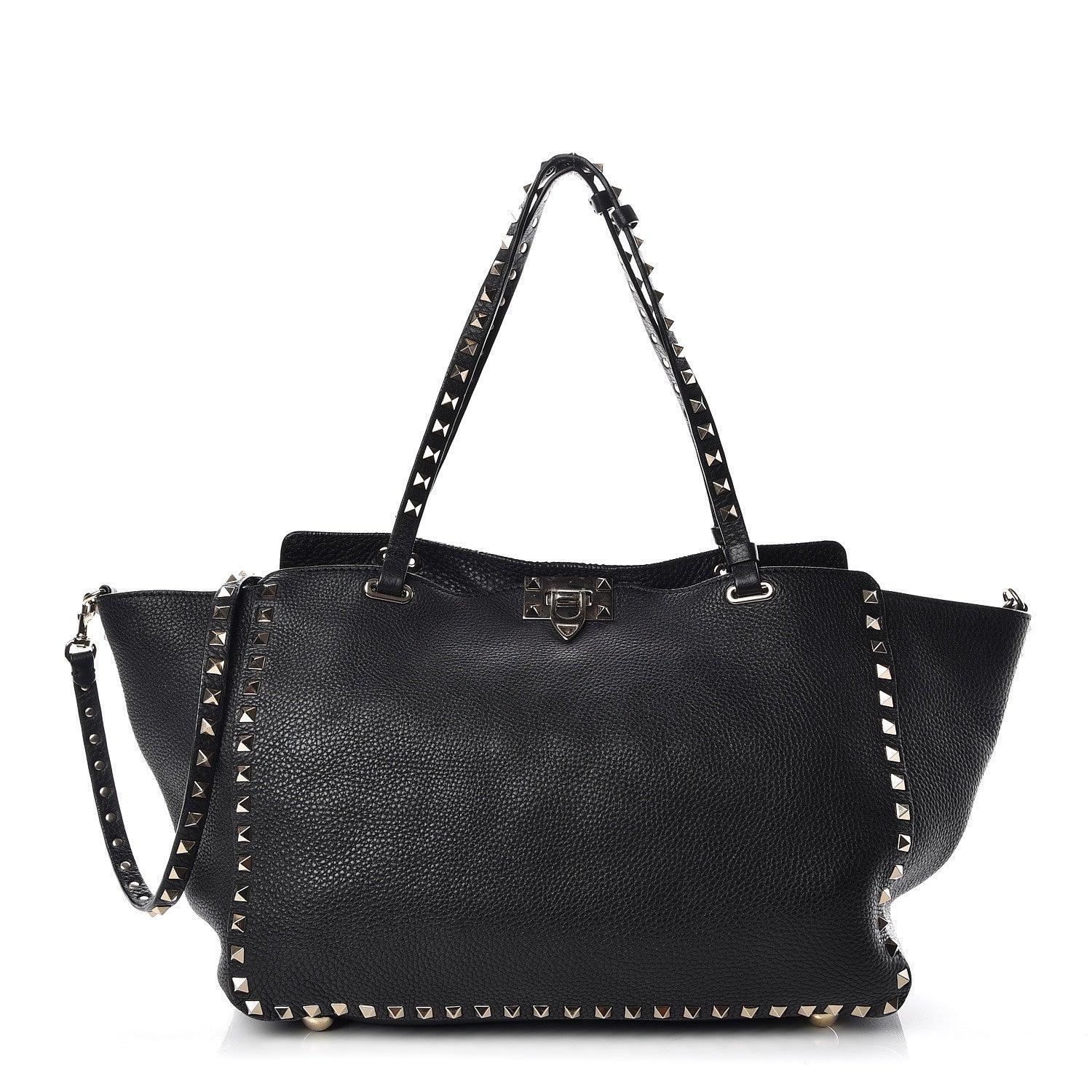Valentino Garavani Alce Printed Calfskin Medium Rockstud Tote Black 1 of 17