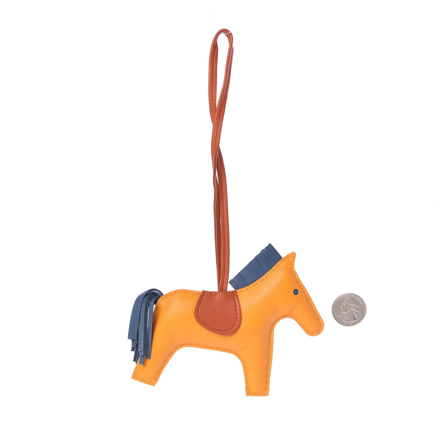 Hermes Milo Lambskin Grigri Rodeo Horse Bag Charm MM Jaune D'Or Bleu Agate Cornaline 2 of 4