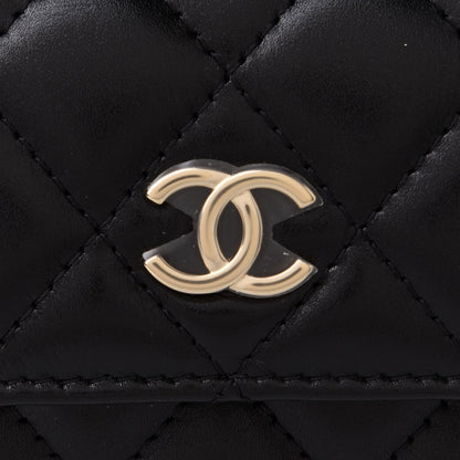 Chanel Calfskin Quilted Maxi Pearls Card Holder Flap With Chain Black 8 of 10