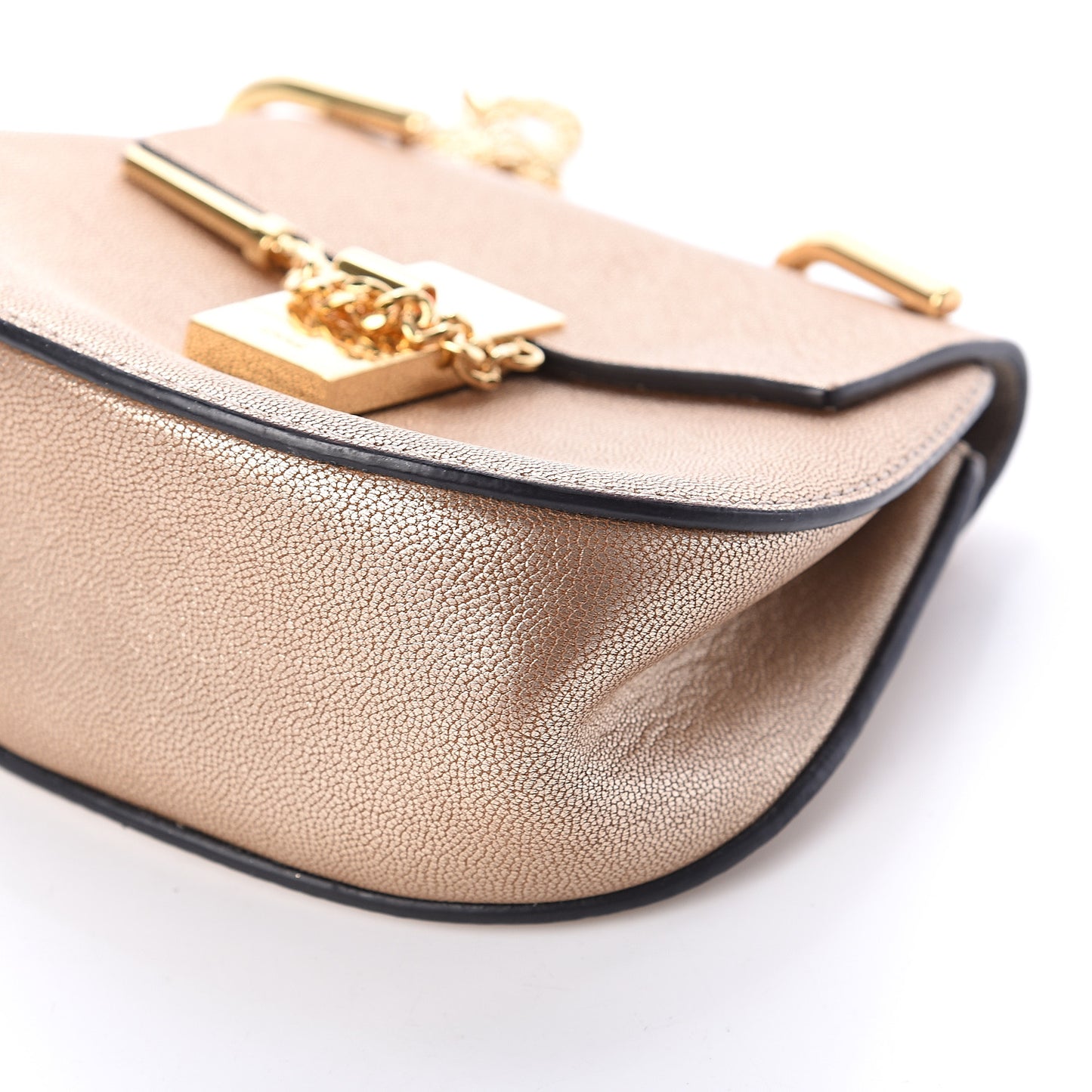Metallic Goatskin Nano Drew Shoulder Bag Abstract Gold
