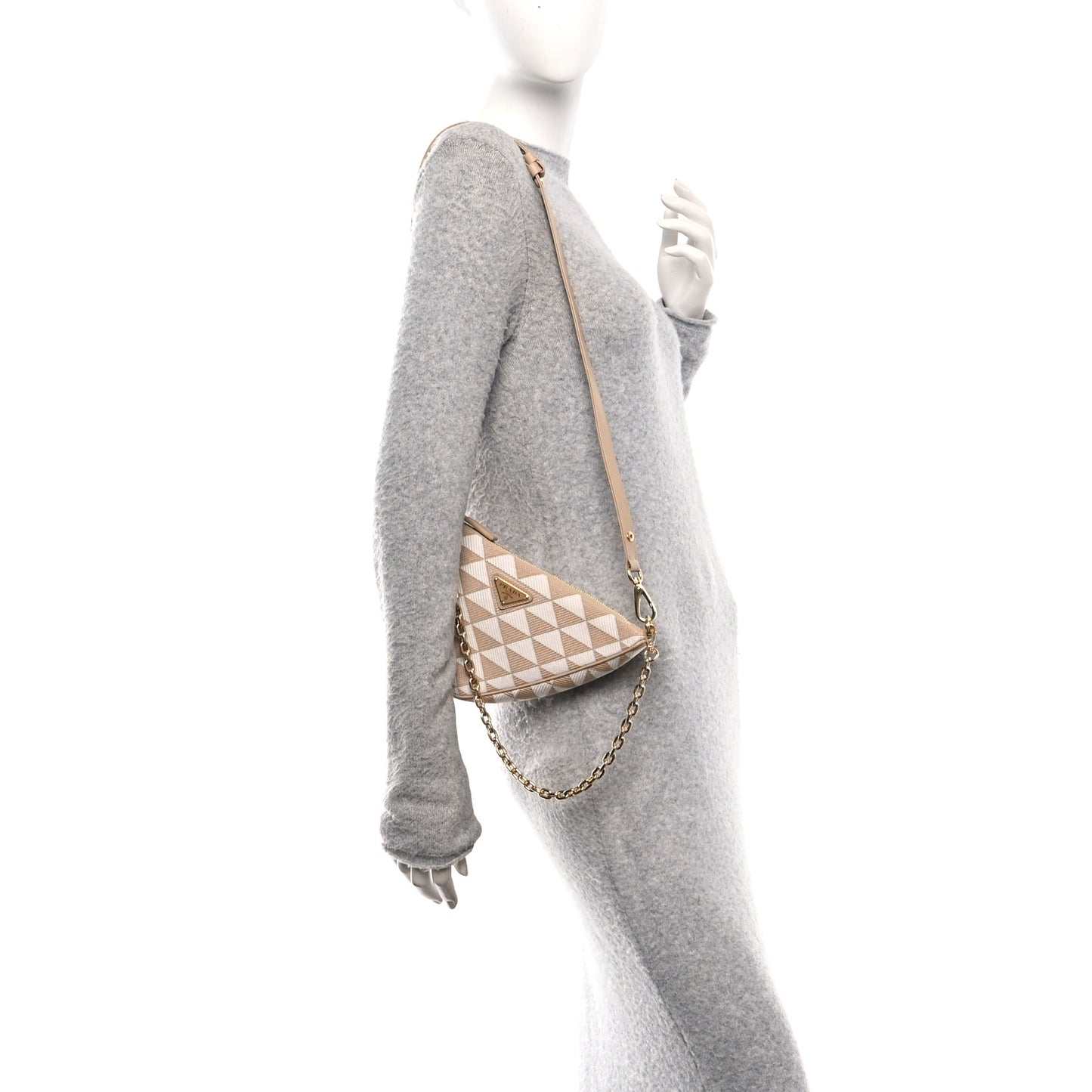 Jacquard Triangolo Symbole Embroidered Mini Triangle Bag Corda Talco