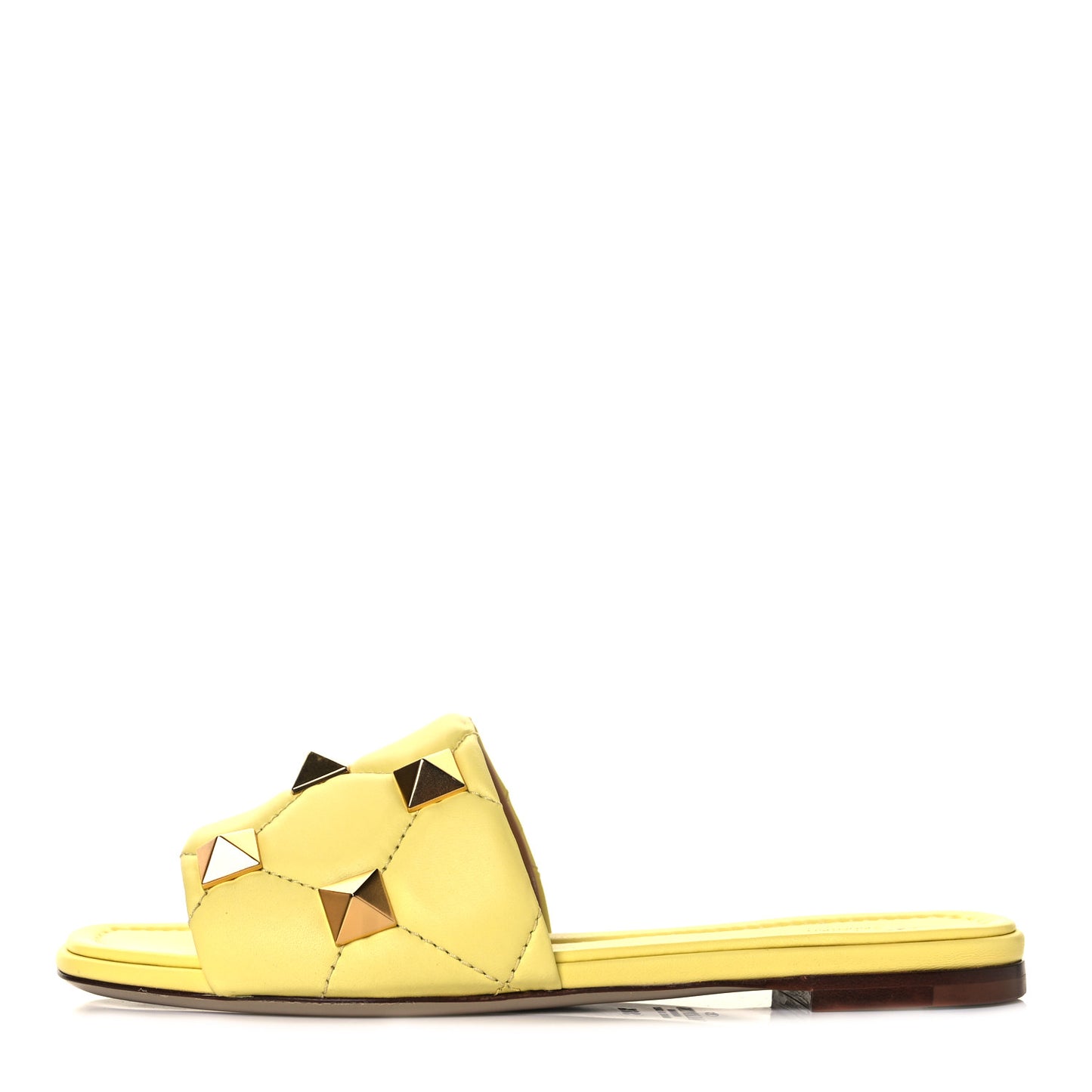Nappa Roman Stud Flat Slide Sandals 36.5 Lime Sorbet