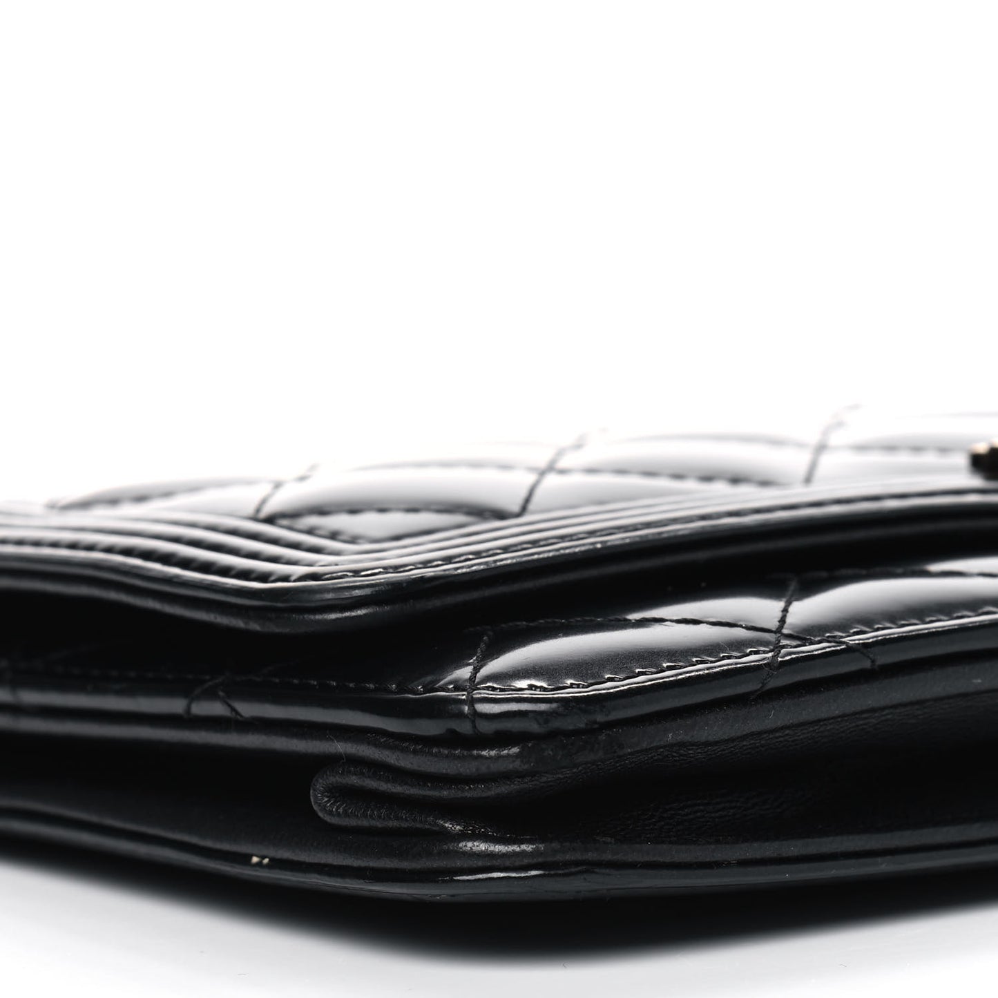 Patent Calfskin Quilted Boy Wallet On Chain WOC Black