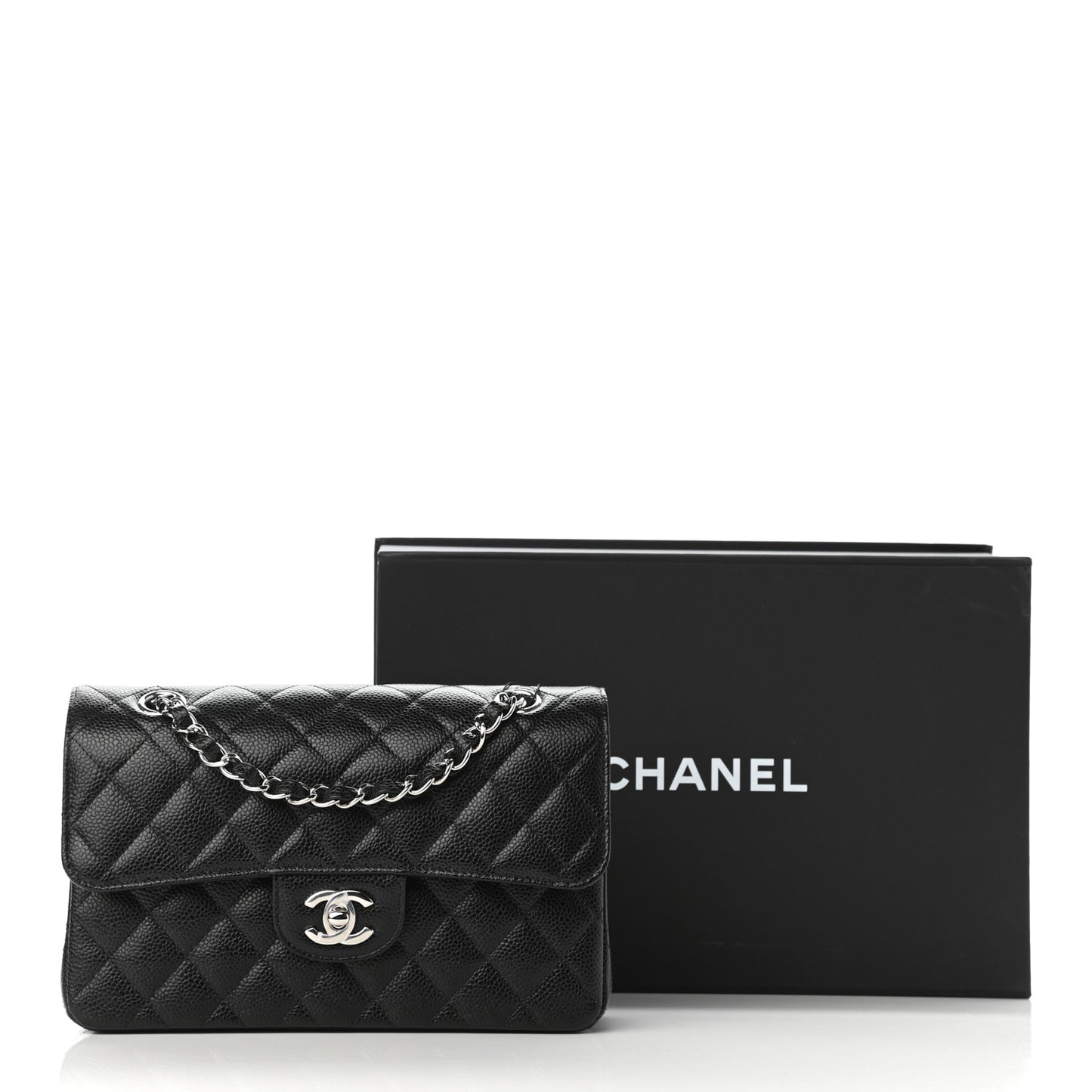 Caviar Quilted Small Double Flap Black