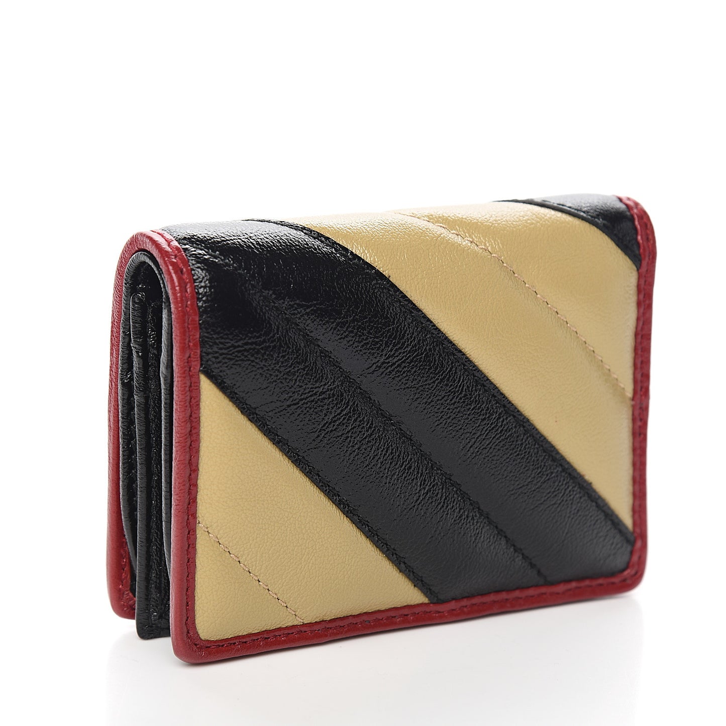 Azalea Calfskin Matelasse Diagonal Patchwork Torchon GG Marmont Card Case Wallet Black Beige Romantic Cerise