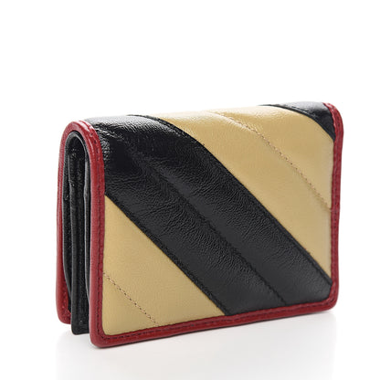 Gucci Azalea Calfskin Matelasse Diagonal Patchwork Torchon GG Marmont Card Case Wallet Black Beige Romantic Cerise 2 of 7