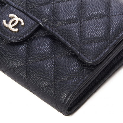 Chanel Caviar Quilted Large Gusset Flap Wallet Black 4 of 9