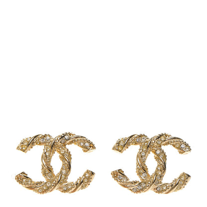 Chanel Crystal Twisted CC Earrings Gold 1 of 4