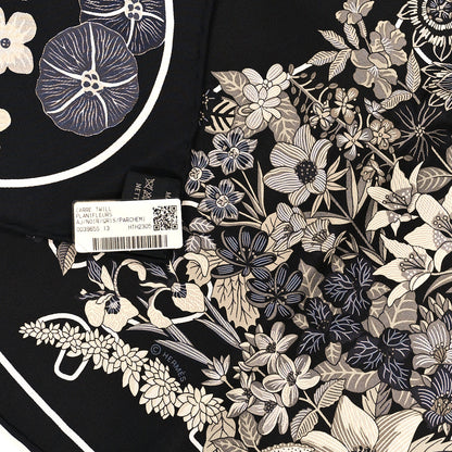 Hermes Silk Planifleurs Scarf 90 Black Gris Parchemin 3 of 3
