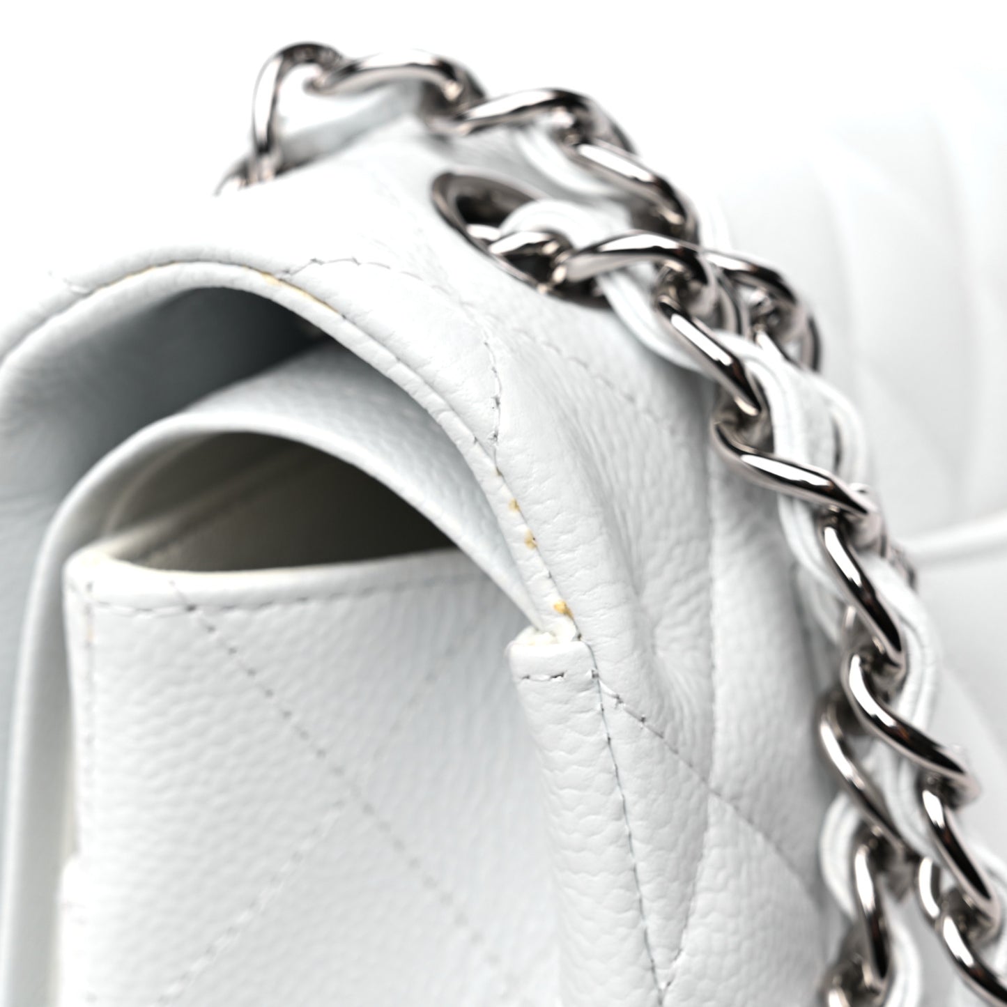 Caviar Quilted Jumbo Double Flap White